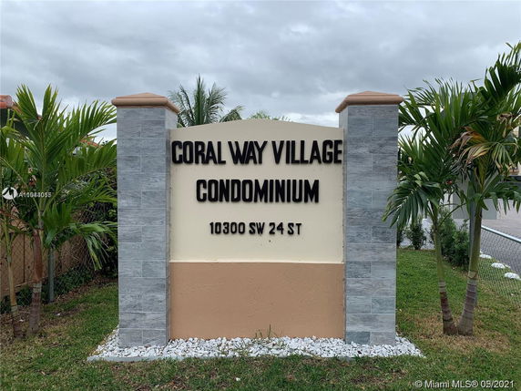 Sign for Coral Way Village Condominium at 10300 SW 24 ST.