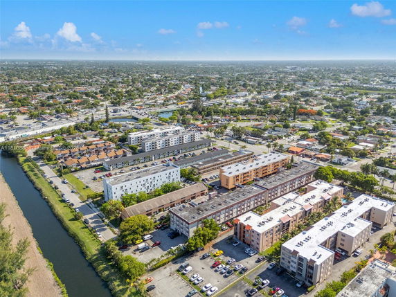 Panoramic view of a residential area with multiple apartment buildings.