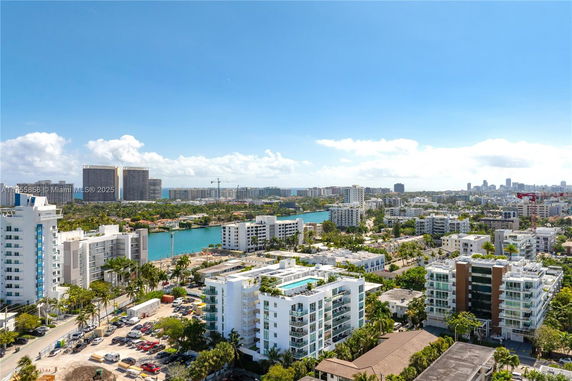 Panoramic view of a city with multiple buildings and a waterway.