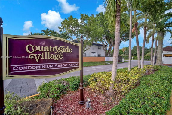 Entrance sign for Countryside Village Condominium Association.