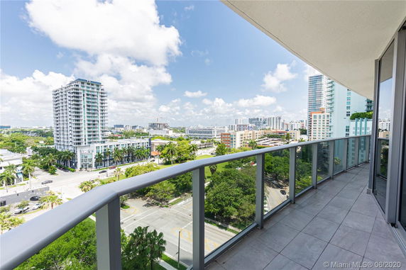 Panoramic view from a balcony overlooking urban buildings and streets.