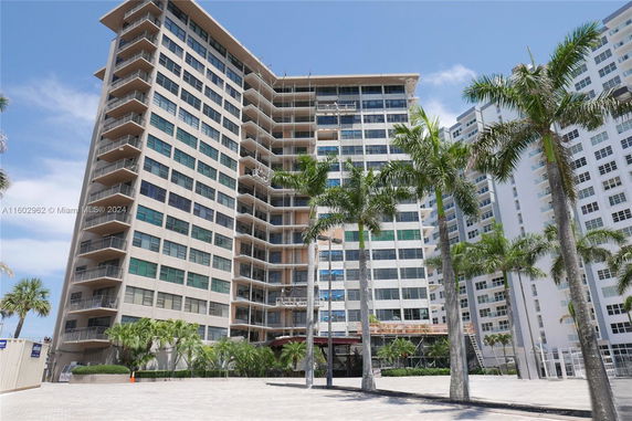 Front view of a multi-story apartment building.
