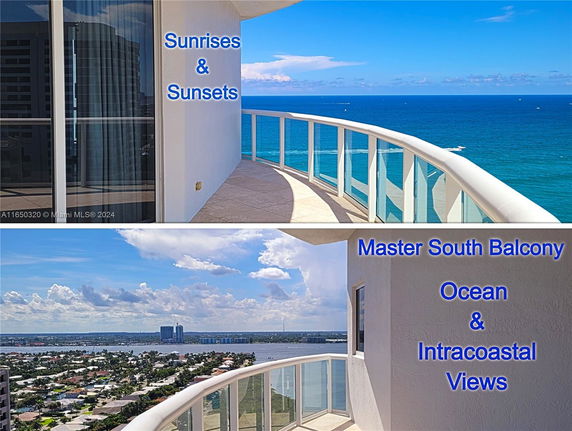 Ocean and intracoastal views from a building balcony.
