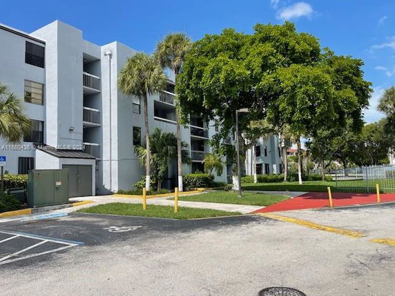 Front view of a multi-story apartment building.