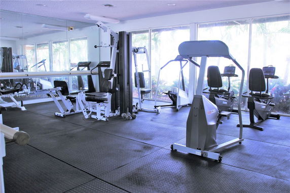Interior view of a gym equipped with various exercise machines.