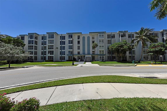 Front view of a multi-story residential building.