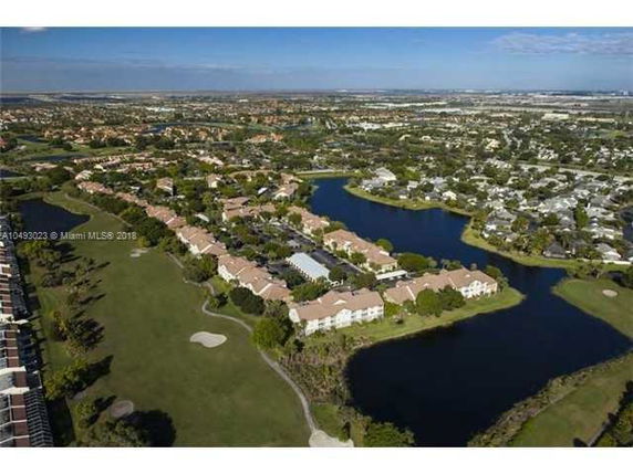 Panoramic view of residential area with surrounding landscape and water bodies.