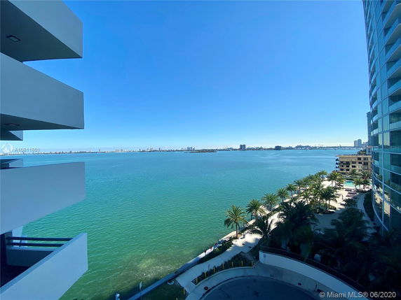 Panoramic view of waterfront with cityscape and clear sky.