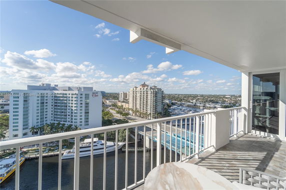 Panoramic view from a balcony overlooking a cityscape and river.