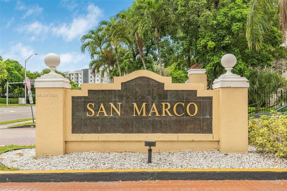 Entrance sign for a residential community named San Marco.