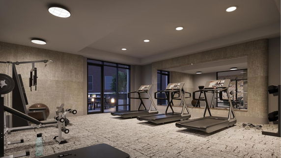 Indoor gym with treadmills and exercise equipment