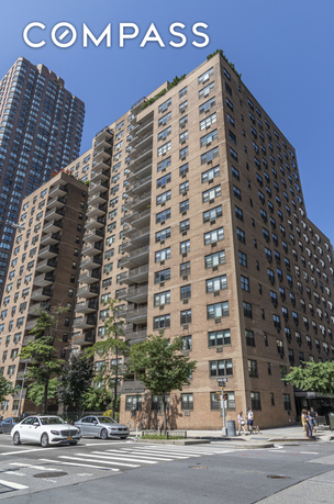 Front view of a multi-story apartment building