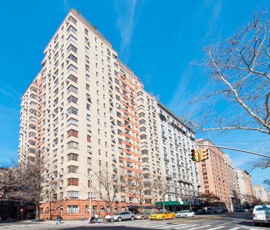 Front view of a multi-story apartment building.