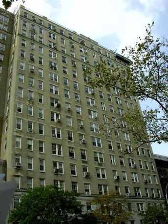 Front view of a multi-story apartment building.