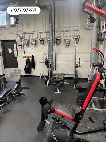 Indoor gym area with exercise equipment