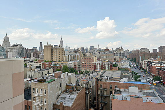 Wide angle view of cityscape from a height