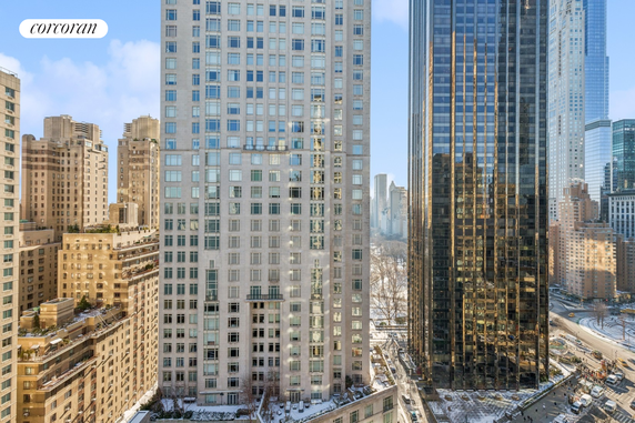 View of multiple high-rise buildings in a cityscape.
