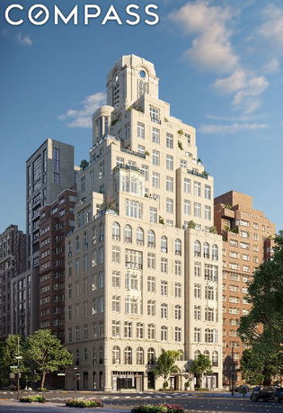 Front view of a multi-story building with a unique tiered design.