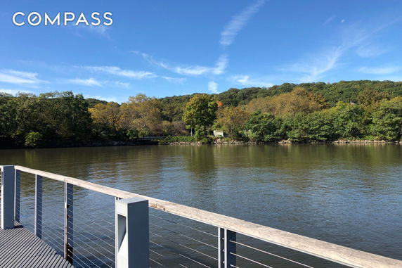 View of a river surrounded by trees and greenery.