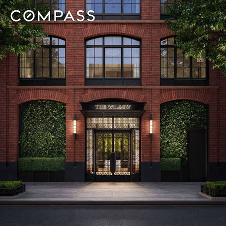Front view of a building with large windows and an entrance labeled 'THE WILLOW'.