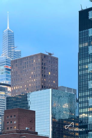 View of tall urban buildings with various architectural designs.