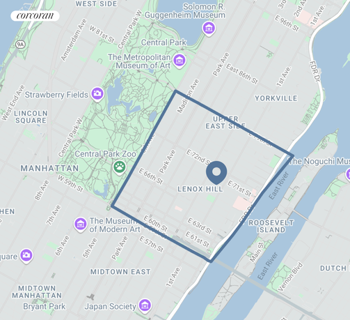 Map view highlighting a section of Manhattan near Central Park.