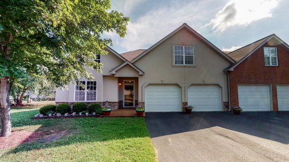 Front view of a house with a double garage.
